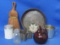 Misc Lot: Tin Cookie Cutter – Mini Ball Jar – Silverplate Cup – Whisk Broom – Hazel-Atlas Jar
