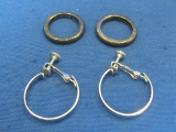 Danecraft Sterling Clip-on Hoop Earrings – 2 Sterling Band Rings size 6.25 – 12.0 grams total