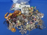 Mixed Lot of Costume Jewelry – Some Vintage – Pins – Earrings – Necklaces – Tack Pins