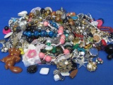 Big Bag of Jewelry for Crafts – Rhinestones – Broken Pins – Single Earrings, etc