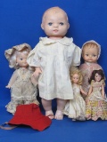 5 Dolls: 2 Hard Plastic 7” - Plastic Horsman Baby – Tallest is 17”