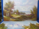 Pair of 2 Oil Paintings on Canvas – Landscapes – No frames – Canvas is 36” x 24”