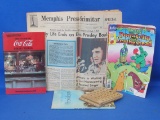 Misc Paper: 3 Comic Books – Coca-Cola Collectibles Book – Newspaper (Death of Elvis)