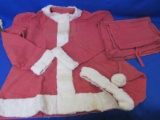 Vintage 40s Santa Suit & Hat With Raw Cotton Trim Please Consult Pictures For Condition -