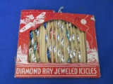 Vintage Christmas Diamond Ray Jeweled Icicles In Original Box – Please Consult Pictures -