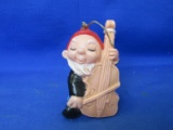Vintage Christmas Elf Playing Cello Ornament – Please Consult Pictures -