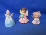 Vintage Lot Of 3 Christmas Angel Ornaments Marked 1-Bell Lefton 1-July Japan 1-Korea