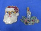Lot Of 2 Stain Glass Christmas Ornaments
