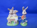 Easter Bunny Pulling Cart Of Bunny's 7”L x  5”H