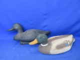 Lot Of 2 Plastic Duck Decoys (1) Marked Miller MFG. West St. Paul MN -