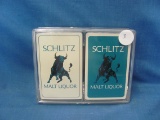 1970's Schitz Malt Liquor Playing Cards In Plastic Case – Both Decks Sealed
