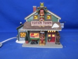 Dept 56 Original Snow Village “Totem Town Souvenir Shop” Light Works  9”L x 6 ¾”W x 7 ¾”H -