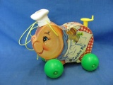 Fisher Price #476 Cookie Pig Pull Toy – 5 1/4” L – Works