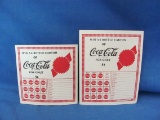 1940's Coca Cola Punch Cards (2) – 4” x 4” and 4” x 6” - Both Unused
