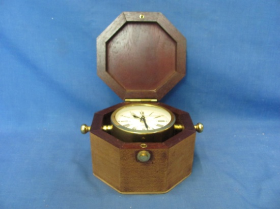 Bulova Quartz Clock In Wood Box – Germany – 3 1/2” D – Works