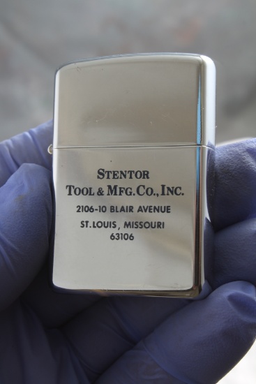 1967 Zippo Advertising Lighter Stentor Tool & Mfg Co. St. Louis Missouri