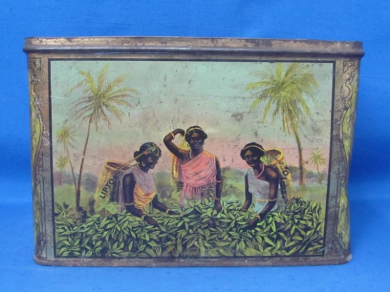 Base of Vintage Tin “Lipton Tea, Coffee and Cocoa Planter Ceylon” 8 1/2” x 6”