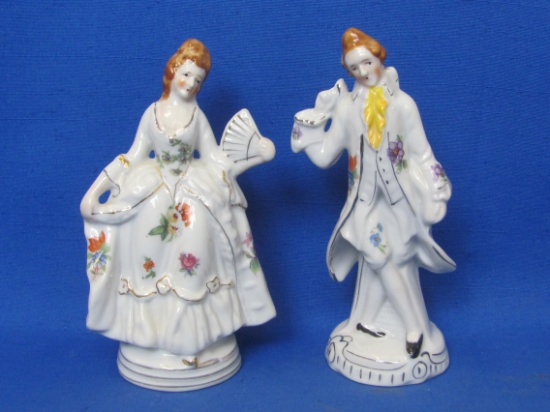 Pair of Porcelain Figurines – Victorian Couple – About 6” tall – Made in Japan