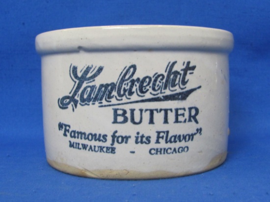Stoneware Crock “Lambrecht Butter – Famous for its Flavor Milwaukee – Chicago”
