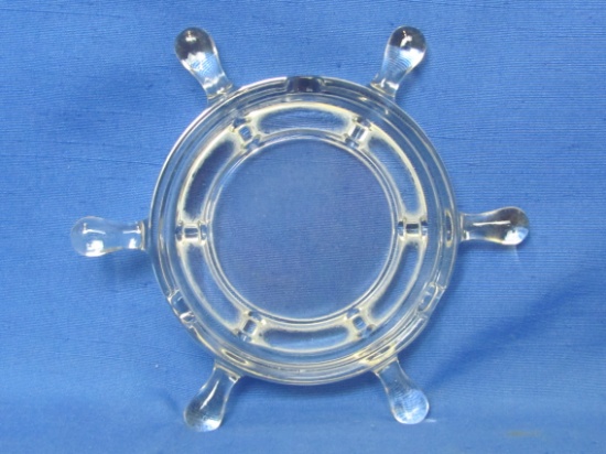 Glass Ashtray shaped like Ship's Steering Wheel – 6 1/2” in diameter