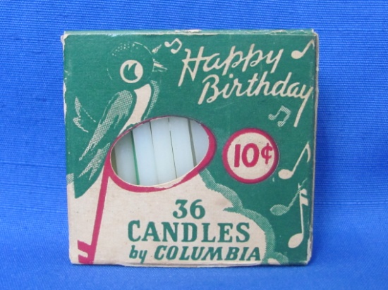 Vintage Box of Birthday Candles by Columbia – Bird Singing – 2 3/8” square