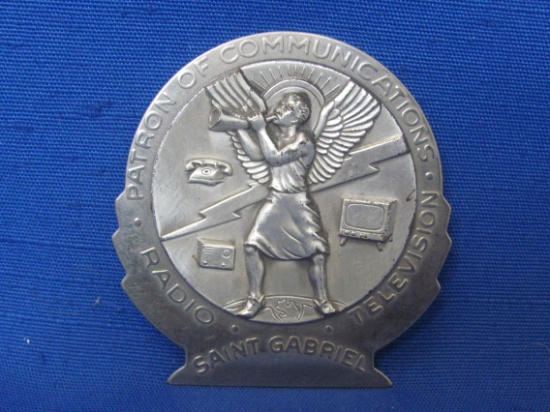 Vintage Saint Gabriel Medallion – Patron of Communications Radio – Television – 2 3/8” tall