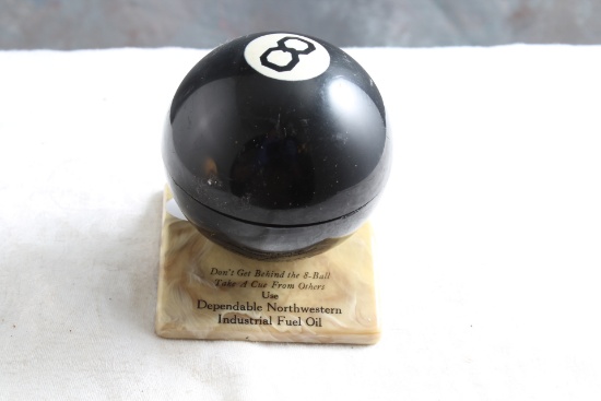 Vintage 8 BALL Figural Lighter Advertising Northwestern Refining Co. 3 1/2" Tall