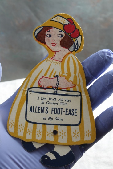 1922 Walking Doll Advertising Store Display ALLEN FOOT-EASE for My Shoes 6"
