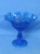 Fenton Glass Compote – Thumbprint in Colonial Blue – 7 1/4” tall – 7 1/2” in diameter