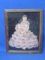 Vintage Framed Paper Doll – Pink Fabric Dress – Wood Frame is 11” x 9 1/4“