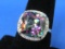 Sterling Silver Ring w Large Square Mystic Topaz – size 7 – Total weight is 3.5 grams