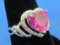 Sterling Silver Ring w Heart Shaped Pink Stone – Size 7.25 – Total weight is 3.4 grams