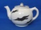 Antique Teapot by the Cambridge Art Pottery – White w Crows & Black Trim