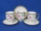 3 Demitasse Cup & Saucer Sets – Pink & Green Floral – Marked Imperial Austria