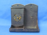 Metal Match Safe – Remains of Decal on left side – 6 1/4” wide – 6” tall