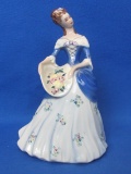 Goldcrest Ceramics Corp Lady Figurine – Graceful Woman w Basket of Flowers – 7” tall