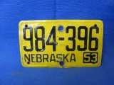 1953 Wheaties Premium Nebraska License Plate