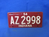 1954 Wheaties Premium Indiana License Plate