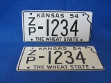1954 Wheaties Premium Kansas License Plates (2)