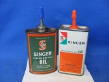 Singer Sewing Machine Oil Tins (2) – One Almost Full – No Shipping