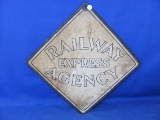 Railway Express Agency Double Sided Sign – Heavy Cardboard With Metal Frame