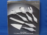 Silverplate 5 Piece Hostess Set w Porcelain Handles – By Godinger – New in Box