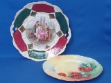 2 Porcelain Plates – 1 w Classical Scene Transfer – 1 Haviland Hand Painted