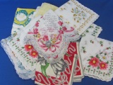 Lot of 17 Vintage Handkerchiefs – 1 Happy Birthday  - 1 Greeting Hanky – Floral