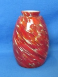 Art Glass Light Shade – Reds, Orange & White – 6 1/4” tall – 2 1/8” in diameter at top