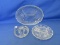 Mixed Lot Of 3 Clear Glass Items – 6” Juicer – Relish Plates 7” Diameter & 11½”Lx8½”Wx1¼”H -
