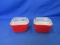 Vintage Pyrex Primary Red Lidded Refrigerator Containers – Some Chipping On Lids -