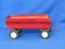 Red Metal Farm Toy Wagon/Manure Spreader – No Maker's Marks – Plastic Wheels