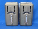 2 Vintage Honeywell Thermostats – 1940s – 5 1/4” x 3” - Thermometers work