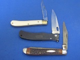 3 Folding Knives: Sabre made in Japan – A.G. Russell made in Japan – 1 made in Pakistan